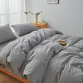 Hotel Soft Microfiber Duvet Cover Set-2000TC Quilt Cover Set & Pillowcases -1 Donna Cover Zipper Closure & 1 x Pillowcases-Breathable Bedding - Wrinkle, Fade, Stain Resistant(Grey,Queen)