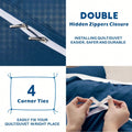 Hotel Soft Microfiber Duvet Cover Set-2000TC Quilt Cover Set & Pillowcases -1 Donna Cover Zipper Closure & 1 x Pillowcases-Breathable Bedding - Wrinkle, Fade, Stain Resistant(Navy,Queen)