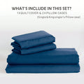Hotel Soft Microfiber Duvet Cover Set-2000TC Quilt Cover Set & Pillowcases -1 Donna Cover Zipper Closure & 1 x Pillowcases-Breathable Bedding - Wrinkle, Fade, Stain Resistant(Navy,Queen)