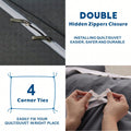 Hotel Soft Microfiber Duvet Cover Set-2000TC Quilt Cover Set & Pillowcases -1 Donna Cover Zipper Closure & 1 x Pillowcases-Breathable Bedding - Wrinkle, Fade, Stain Resistant(Dark gray,Queen)