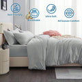 Hotel Soft Microfiber Duvet Cover Set-2000TC Quilt Cover Set & Pillowcases -1 Donna Cover Zipper Closure & 1 x Pillowcases-Breathable Bedding - Wrinkle, Fade, Stain Resistant(Silver-gray,Queen)
