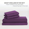 Hotel Soft Microfiber Duvet Cover Set-2000TC Quilt Cover Set & Pillowcases -1 Donna Cover Zipper Closure & 1 x Pillowcases-Breathable Bedding - Wrinkle, Fade, Stain Resistant(Purple,Queen)