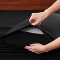 Hotel Soft Bed Sheet Set- Bedding Sheets & Pillowcases -Breathable Bedding - Wrinkle, Fade, Stain Resistant-Deep Pocket Flat Fitted Bed Sheet Set(Black,Queen)
