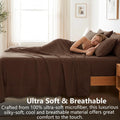 Hotel Soft Bed Sheet Set- Bedding Sheets & Pillowcases -Breathable Bedding - Wrinkle, Fade, Stain Resistant-Deep Pocket Flat Fitted Bed Sheet Set(Chocolate,Queen)
