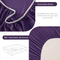 Hotel Soft Bed Sheet Set- Bedding Sheets & Pillowcases -Breathable Bedding - Wrinkle, Fade, Stain Resistant-Deep Pocket Flat Fitted Bed Sheet Set(Purple,Queen)