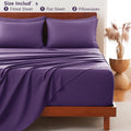 Hotel Soft Bed Sheet Set- Bedding Sheets & Pillowcases -Breathable Bedding - Wrinkle, Fade, Stain Resistant-Deep Pocket Flat Fitted Bed Sheet Set(Purple,Queen)