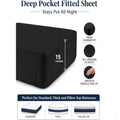 Hotel Quality Fitted Sheet - 1 Piece Fitted Sheet  -Breathable Bedding - Wrinkle, Fade, Stain Resistant- 16inch/40cm Deep Pocket Fitted Bed Sheet-Wrinkle and Fade Resistant,(Black,Queen)