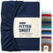 Hotel Quality Fitted Sheet - 1 Piece Fitted Sheet  -Breathable Bedding - Wrinkle, Fade, Stain Resistant- 16inch/40cm Deep Pocket Fitted Bed Sheet-Wrinkle and Fade Resistant,(Navy,Queen)
