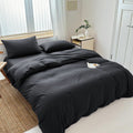 Hotel Soft Microfiber Duvet Cover Set-2000TC Quilt Cover Set & Pillowcases -1 Donna Cover Zipper Closure & 1 x Pillowcases-Breathable Bedding - Wrinkle, Fade, Stain Resistant(Black,Single)