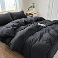 Hotel Soft Microfiber Duvet Cover Set-2000TC Quilt Cover Set & Pillowcases -1 Donna Cover Zipper Closure & 1 x Pillowcases-Breathable Bedding - Wrinkle, Fade, Stain Resistant(Black,Single)