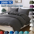 Hotel Soft Microfiber Duvet Cover Set-2000TC Quilt Cover Set & Pillowcases -1 Donna Cover Zipper Closure & 1 x Pillowcases-Breathable Bedding - Wrinkle, Fade, Stain Resistant(Dark gray,Single)