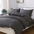 Hotel Soft Microfiber Duvet Cover Set-2000TC Quilt Cover Set & Pillowcases -1 Donna Cover Zipper Closure & 1 x Pillowcases-Breathable Bedding - Wrinkle, Fade, Stain Resistant(Dark gray,Single)