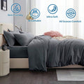 Hotel Soft Microfiber Duvet Cover Set-2000TC Quilt Cover Set & Pillowcases -1 Donna Cover Zipper Closure & 1 x Pillowcases-Breathable Bedding - Wrinkle, Fade, Stain Resistant(Dark gray,Single)