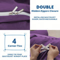 Hotel Soft Microfiber Duvet Cover Set-2000TC Quilt Cover Set & Pillowcases -1 Donna Cover Zipper Closure & 1 x Pillowcases-Breathable Bedding - Wrinkle, Fade, Stain Resistant(Purple,Single)