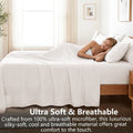 Hotel Soft Bed Sheet Set- Bedding Sheets & Pillowcases -Breathable Bedding - Wrinkle, Fade, Stain Resistant-Deep Pocket Flat Fitted Bed Sheet Set(White,Single)