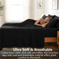 Hotel Soft Bed Sheet Set- Bedding Sheets & Pillowcases -Breathable Bedding - Wrinkle, Fade, Stain Resistant-Deep Pocket Flat Fitted Bed Sheet Set(Black,Single)