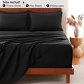 Hotel Soft Bed Sheet Set- Bedding Sheets & Pillowcases -Breathable Bedding - Wrinkle, Fade, Stain Resistant-Deep Pocket Flat Fitted Bed Sheet Set(Black,Single)