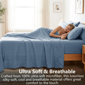 Hotel Soft Bed Sheet Set- Bedding Sheets & Pillowcases -Breathable Bedding - Wrinkle, Fade, Stain Resistant-Deep Pocket Flat Fitted Bed Sheet Set(Ocean,Single)