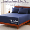 Hotel Soft Bed Sheet Set- Bedding Sheets & Pillowcases -Breathable Bedding - Wrinkle, Fade, Stain Resistant-Deep Pocket Flat Fitted Bed Sheet Set(Navy,Single)