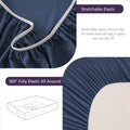 Hotel Soft Bed Sheet Set- Bedding Sheets & Pillowcases -Breathable Bedding - Wrinkle, Fade, Stain Resistant-Deep Pocket Flat Fitted Bed Sheet Set(Navy,Single)