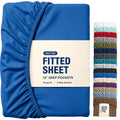 Hotel Quality Fitted Sheet - 1 Piece Fitted Sheet  -Breathable Bedding - Wrinkle, Fade, Stain Resistant- 16inch/40cm Deep Pocket Fitted Bed Sheet-Wrinkle and Fade Resistant,(Royal blue,Single)