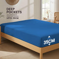 Hotel Quality Fitted Sheet - 1 Piece Fitted Sheet  -Breathable Bedding - Wrinkle, Fade, Stain Resistant- 16inch/40cm Deep Pocket Fitted Bed Sheet-Wrinkle and Fade Resistant,(Royal blue,Single)