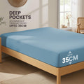 Hotel Quality Fitted Sheet - 1 Piece Fitted Sheet  -Breathable Bedding - Wrinkle, Fade, Stain Resistant- 16inch/40cm Deep Pocket Fitted Bed Sheet-Wrinkle and Fade Resistant,(Ocean,Single)