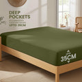 Hotel Quality Fitted Sheet - 1 Piece Fitted Sheet  -Breathable Bedding - Wrinkle, Fade, Stain Resistant- 16inch/40cm Deep Pocket Fitted Bed Sheet-Wrinkle and Fade Resistant,(Olive green,Single)