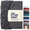 Hotel Quality Fitted Sheet - 1 Piece Fitted Sheet  -Breathable Bedding - Wrinkle, Fade, Stain Resistant- 16inch/40cm Deep Pocket Fitted Bed Sheet-Wrinkle and Fade Resistant,(Dark gray,Single)