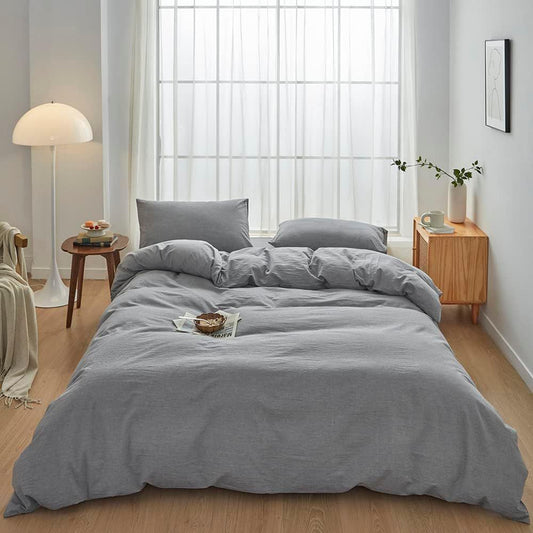 Hotel Soft Microfiber Duvet Cover Set-2000TC Quilt Cover Set & Pillowcases -1 Donna Cover Zipper Closure & 1 x Pillowcases-Breathable Bedding - Wrinkle, Fade, Stain Resistant(Grey,Super King)