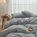 Hotel Soft Microfiber Duvet Cover Set-2000TC Quilt Cover Set & Pillowcases -1 Donna Cover Zipper Closure & 1 x Pillowcases-Breathable Bedding - Wrinkle, Fade, Stain Resistant(Grey,Super King)
