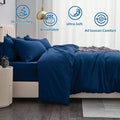 Hotel Soft Microfiber Duvet Cover Set-2000TC Quilt Cover Set & Pillowcases -1 Donna Cover Zipper Closure & 1 x Pillowcases-Breathable Bedding - Wrinkle, Fade, Stain Resistant(Navy,Super King)