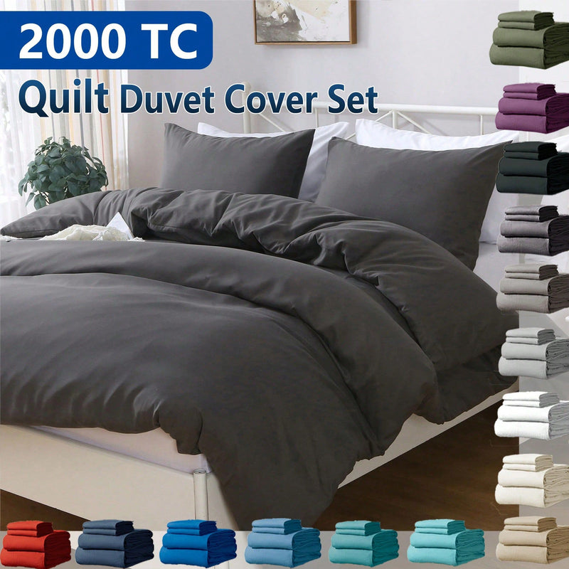 Hotel Soft Microfiber Duvet Cover Set-2000TC Quilt Cover Set & Pillowcases -1 Donna Cover Zipper Closure & 1 x Pillowcases-Breathable Bedding - Wrinkle, Fade, Stain Resistant(Dark gray,Super King)