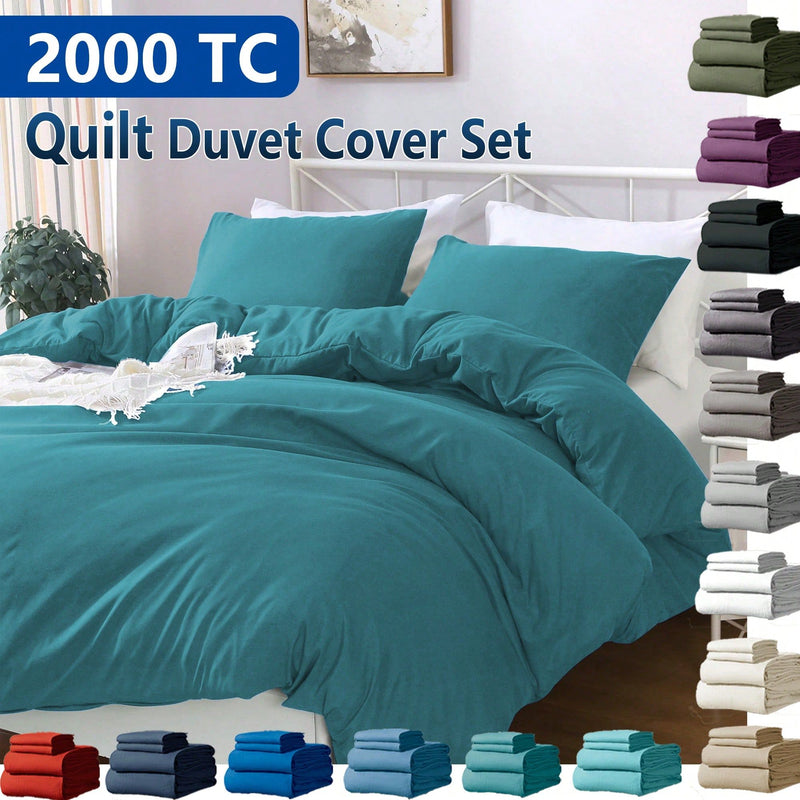 Hotel Soft Microfiber Duvet Cover Set-2000TC Quilt Cover Set & Pillowcases -1 Donna Cover Zipper Closure & 1 x Pillowcases-Breathable Bedding - Wrinkle, Fade, Stain Resistant(Biscay blue,Super King)