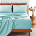 Hotel Soft Bed Sheet Set- Bedding Sheets & Pillowcases -Breathable Bedding - Wrinkle, Fade, Stain Resistant-Deep Pocket Flat Fitted Bed Sheet Set(Ice Blue,Super King)