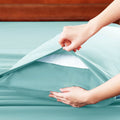 Hotel Soft Bed Sheet Set- Bedding Sheets & Pillowcases -Breathable Bedding - Wrinkle, Fade, Stain Resistant-Deep Pocket Flat Fitted Bed Sheet Set(Ice Blue,Super King)