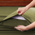 Hotel Soft Bed Sheet Set- Bedding Sheets & Pillowcases -Breathable Bedding - Wrinkle, Fade, Stain Resistant-Deep Pocket Flat Fitted Bed Sheet Set(Olive green,Super King)