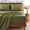 Hotel Soft Bed Sheet Set- Bedding Sheets & Pillowcases -Breathable Bedding - Wrinkle, Fade, Stain Resistant-Deep Pocket Flat Fitted Bed Sheet Set(Olive green,Super King)