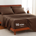 Hotel Soft Bed Sheet Set- Bedding Sheets & Pillowcases -Breathable Bedding - Wrinkle, Fade, Stain Resistant-Deep Pocket Flat Fitted Bed Sheet Set(Chocolate,Super King)