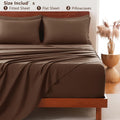 Hotel Soft Bed Sheet Set- Bedding Sheets & Pillowcases -Breathable Bedding - Wrinkle, Fade, Stain Resistant-Deep Pocket Flat Fitted Bed Sheet Set(Chocolate,Super King)