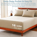 Hotel Soft Bed Sheet Set- Bedding Sheets & Pillowcases -Breathable Bedding - Wrinkle, Fade, Stain Resistant-Deep Pocket Flat Fitted Bed Sheet Set(Camel Beige,Super King)
