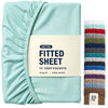 Hotel Quality Fitted Sheet - 1 Piece Fitted Sheet  -Breathable Bedding - Wrinkle, Fade, Stain Resistant- 16inch/40cm Deep Pocket Fitted Bed Sheet-Wrinkle and Fade Resistant,(Ice blue,Super King)