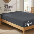 Hotel Quality Fitted Sheet - 1 Piece Fitted Sheet  -Breathable Bedding - Wrinkle, Fade, Stain Resistant- 16inch/40cm Deep Pocket Fitted Bed Sheet-Wrinkle and Fade Resistant,(Dark gray,Super King)