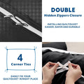 3 Piece Hotel Soft Microfiber Quilt Cover Set-2000TC Duvet/Donna Cover Set & Pillowcases -1 Quilt Cover Zipper Closure & 1 x Pillowcases-Breathable Bedding - Wrinkle, Fade, Stain Resistant(Black,Double)