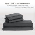 3 Piece Hotel Soft Microfiber Quilt Cover Set-2000TC Duvet/Donna Cover Set & Pillowcases -1 Quilt Cover Zipper Closure & 1 x Pillowcases-Breathable Bedding - Wrinkle, Fade, Stain Resistant(Dark gray,Double)