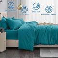 3 Piece Hotel Soft Microfiber Quilt Cover Set-2000TC Duvet/Donna Cover Set & Pillowcases -1 Quilt Cover Zipper Closure & 1 x Pillowcases-Breathable Bedding - Wrinkle, Fade, Stain Resistant(Biscay blue,Double)