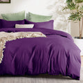 3 Piece Hotel Soft Microfiber Quilt Cover Set-2000TC Duvet/Donna Cover Set & Pillowcases -1 Quilt Cover Zipper Closure & 1 x Pillowcases-Breathable Bedding - Wrinkle, Fade, Stain Resistant(Purple,Double)