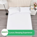 3 Piece Fitted Sheet Set- Fitted Sheet & Pillowcases -Breathable Bedding - Wrinkle, Fade, Stain Resistant- 40cm Deep Pocket Fitted Bed Sheet Set(White,Double)
