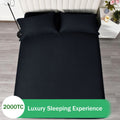 3 Piece Fitted Sheet Set- Fitted Sheet & Pillowcases -Breathable Bedding - Wrinkle, Fade, Stain Resistant- 40cm Deep Pocket Fitted Bed Sheet Set(Black,Double)