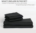 3 Piece Fitted Sheet Set- Fitted Sheet & Pillowcases -Breathable Bedding - Wrinkle, Fade, Stain Resistant- 40cm Deep Pocket Fitted Bed Sheet Set(Black,Double)
